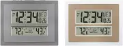 La Crosse Atomic Digital Wall Clocks with Temperature, Forecast, Gray/Silver & W