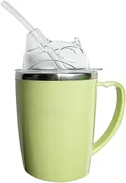Beakers for Elderly 350ml Spill Proof Adult Sippy Cup with Straw 3-in-1 Stainless Steel Dysphagia Cups with Handle Adult Drinking Cup