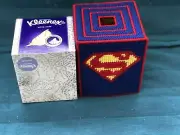 Handmade Needlepoint Plastic Canvas FINISHED -SuperMan Tissue Box Cover