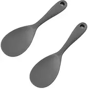 Silicone Rice Paddle Spoon Set of 2,Non Stick Heat Resistant Kitchen Gadge Rice Spoon,Rice Scooper,Rice Spatula,Rice Spoon Paddle,Rice Cooker Spoon,Works for Rice,Mashed Potato Or More (Grey)