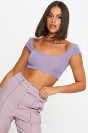 Purple Scoop Neck Marl Top - Size M, Women's Trial Jersey