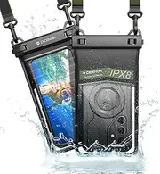 Dexnor IPX8 Waterproof Phone Pouch, Universal 3D Cellphone Dry Bag Case with Adjustable Double-Hook Lanyard for iPhone 15 14 13 12 Pro Max XS Plus Samsung S24 S23 S22 Cell Phone Up to 7.0" - Black