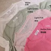 Frilled Sheer Eyelet Knit Cardigan Light Pink - One Size