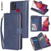 Samsung Galaxy A21s Wallet Case 9Card Zipper Slots Kickstand Flip Leather Case