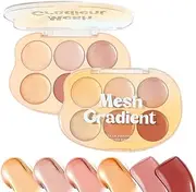 Face Palette - Highlighter Makeup Palette | 6 Colors Contour And Highlight Blush Makeup Palettse - Waterproof Blendable Cream Cosmetics Kit For Women, Girls Glowing Look, Mature Skin