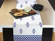 Hamsa White Table Runners 12"x72" or 14"x108"