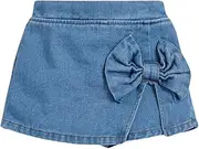 [Floerns] Girls Casual Ruffle Trim Denim Skorts Elastic Waist Skirt Shorts
