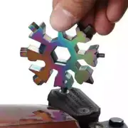 18 In 1 Stainless Tool MultiTool Snowflake Shape Key Chain Screwdriver- Rainbow
