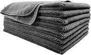 Polyte Professional Quick Dry Lint Free Microfibre Hair Drying Salon Towel, 8 Pack (40x73 cm, Dark Grey)