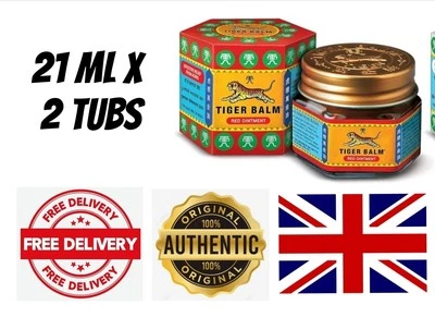 Tiger Balm Red 21ml X 2 Tubs Large For Muscle Joints Sprains Headaches Relief