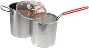 CIYODO 1Set Deep Fryer with Fry Basket Multi Functional Cooking Pot for Household Use for Frying and Pasta Preparation Convenient Kitchen Essential