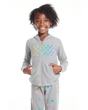 Chaser Girls' Rainbow Hearts Zip Up Hoodie - Little Kid