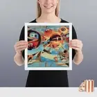 Framed poster "Dreamlike Reverie: Surreal Vision Painted in the Style of Dalí"