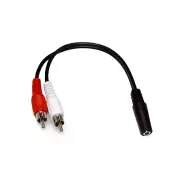 6in 3.5mm Stereo Jack Socket Female to 2 RCA Male Cable - Black