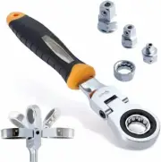 5PC Ratchet Wrench Set 1/4"3/8"1/2"Metric Quick Sleeve Adjustable Socket Spanner