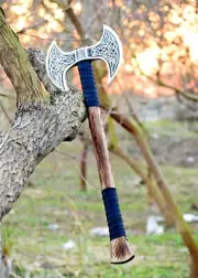 Double Headed Viking Axe, Battle Axe, Hand Forged Steel Double Blade Viking Axe