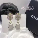 免運 現貨二手 CHANEL 香奈兒 水鑽 金CC 香水瓶 白金耳環 AB8537