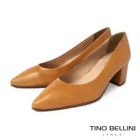 在飛比找Yahoo奇摩購物中心優惠-Tino Bellini 西班牙進口牛皮純色尖頭5.5CM粗