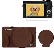 TYUANDOUER G7X Mark III Case & LCD Screen Protector Kit - Soft Silicone Protective Cover for Canon Powershot G7X Mark III Camera - Lightweight Accessories - Dark Brown