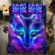 Amazing Galaxy Wolf Quilt Duvet Cover Set Bedclothes Bedspread Single