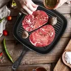 Cooking Non-Stick Cast Iron Square Griddle Skillet Frying Pan Grill Pan