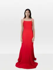 Red Lace Up Back Maxi Gown