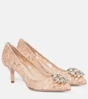 [Dolce & Gabbana] Dolce & Gabbana Bellucci embellished lace pumps AU 10 beige