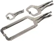 Shop-Tek 3-Pc Locking C-Clamp Set with Swivel Pad (6-Inch, 11-Inch, 18-Inch)