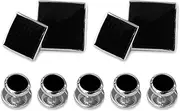 [Select Gifts] Sterling silver onyx double-sided Cufflinks Shirt Dress Studs Gift Set