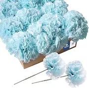 Royal Imports 100 Silk Carnations, Artificial Flower for Bouquets, Weddings, Cemetery, Crafts & Wreaths, 5" Stem Pick (Bulk) (Baby Blue)