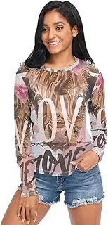[RPLIFE] Cute Highland Cow Pink Womens Mesh Tops, Mesh Tops for Women Sexy S-XXL