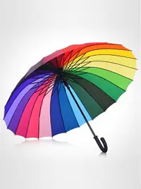 在飛比找樂天市場購物網優惠-24骨直桿傘彩虹傘長柄傘大傘雙人三人自動16晴雨傘彩色雨傘廣