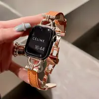 在飛比找蝦皮商城精選優惠-蝴蝶釦拼接錶帶 金屬感 金屬皮質 Apple watch錶帶
