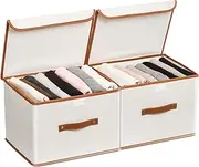 [CyperEver] Foldable Storage Box with Lid and Handles, L37 × W27 × H26 cm, 26L Linen Storage Closet Organiser, Clothes Storage Organizers, Collapsible Fabric Storage Bins for Clothes Sheet (2 Pack)