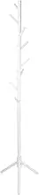 White Wooden Coat Rack Stand with 8 Hooks - Hall Tree Entryway Storage Floor Freestanding Coat Stand for Clothes, Coats, Jackets, Bags, Hats