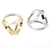 [SYBL] 2PCS Women Lady Girls Simple Fashion Three Rings Scarves Buckle Scarf Clip Scarf Ring Wrap Holder Clamp Silk Sarf Clasp for Clothing Neckerchief Shawl Golden Silver Set