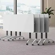 Modern White 4 Pack Folding Flip Top Conference Table Lockable Mobile Training Seminar Meeting Table for Home Office and Classroom
