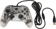 Game Controller, Wired Game Controller, Asymmetric Motor Vibration, RGB LED Lights, External 3.5mm Headphone Jack, Transparent Shell Gamepad Joystick Compatible for Xbox PC(White)