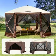 VEVOR Pop Up Gazebo Tent, Pop-Up Screen Tent 6 Sided Canopy Sun Shelter with 6 Removable Privacy Wind Cloths & Mesh Windows, 11.5x11.5FT Quick Set Scr