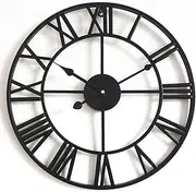 Large Retro Wall Clock, Outdoor Garden Silent Quartz Roman Numeral Clock Decoration, Waterproof Iron Interior Decoration for Living Room, Swimming Pool, Terrace Black/60cm