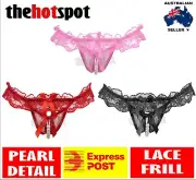 Crotchless Panties Lace Pearl G-String Panties Sexy Crutchless Knickers Thong