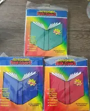 (3) Stretchable Book Covers for Textbooks. Solids. Reusable & Washable.