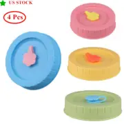 4PCS Caps Lids with Straw Hole Replacement for Mason Jars Canning Drinking Jars
