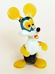 Hand Blown Glass Art Figurine MOUSE YELLOW # 6568