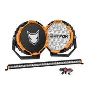 LIGHTFOX Osram 9 inch LED Driving Lights + 28 inch Single Row LED Light Bar w/ Wiring Kit
