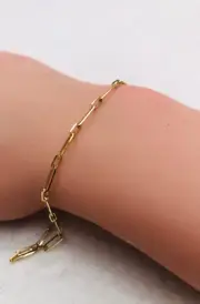 14k Yellow Gold 10" Solid PAPERCLIP Link Chain Bracelet/Anklet 2.8MM 3 Grams