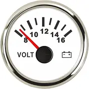 52mm Yacht Marine Voltmeter 12v 24v for Car Boat Auto Motor Mobile Indicating Range 8-16 V / 16-32V Red Backlight Volts Automotive Voltmeter(WS 816V)