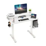 Giantex 100cm Electric Lift Table Height Adjustable Standing Desk Office Computer Desk White