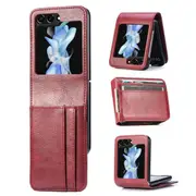 Samsung Galaxy Z Flip 5 Wallet Leather Card Holder Flip Protective Shockproof Case Cover (Red)