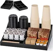 ANBOXIT Coffee Station Organizer for Countertop, Condiment Storage Caddy, Coffee Bar Accessories and Decor for Home, Office (9 Compartment, Two-in-One)